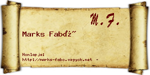 Marks Fabó névjegykártya